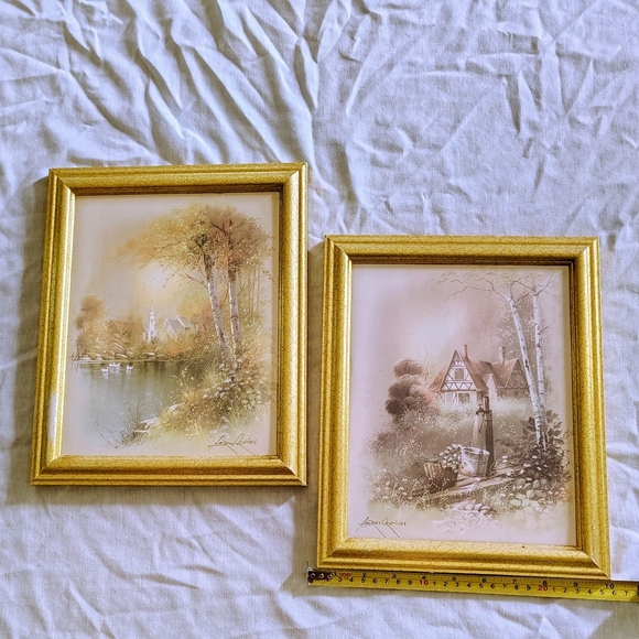 Set Of 2 Vintage Andres Orpinas Gold Framed Art Prints - Picture 1 of 4
